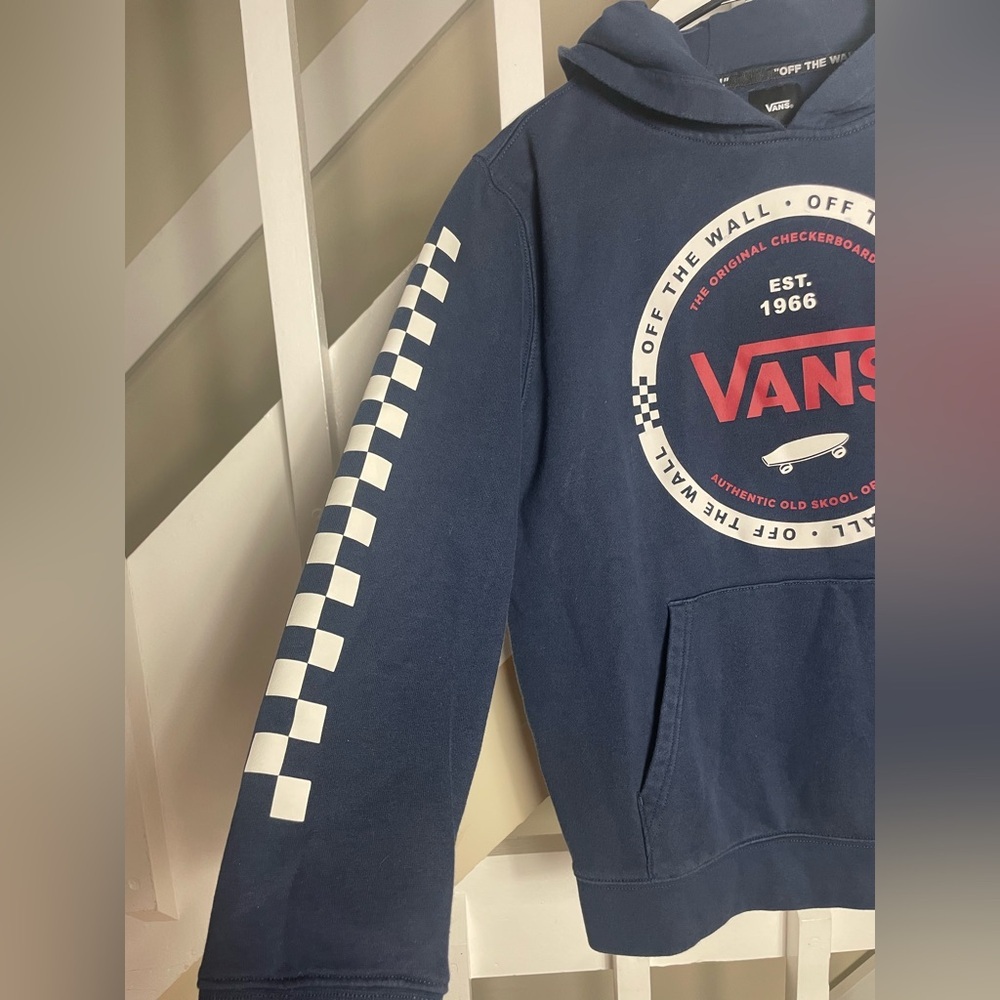 Vans off the wall kids navy blue hoodie size kids XL - Picture 3 of 5